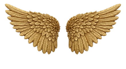 Ornate golden feathered wings golden wings detailed