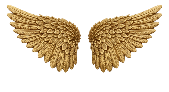 Ornate golden feathered wings golden wings detailed