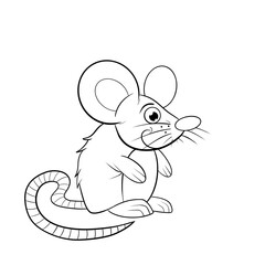 Cute little mouse with big ears and long tail side view clip art