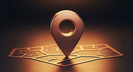 Copper location pin on map navigation