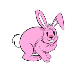 Pink rabbit with a white tail clip art