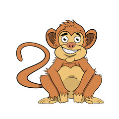 Brown monkey sitting with a long tail clip art 