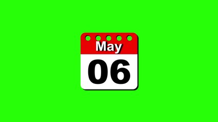 Calendar icon animation, today's date is may 6th.