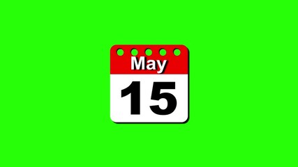 Calendar icon animation, today's date is may 15th.