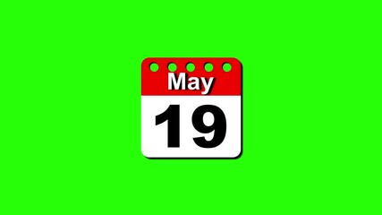 Calendar icon animation, today's date is may 19th.
