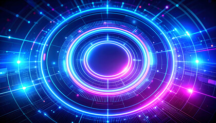 Obraz premium Abstract Neon Circle Technology Background