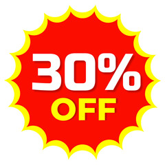 Fototapeta premium 30% off red colour png, digital sale label, commercial use discount,