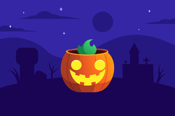 Fototapeta premium Black Cups with Orange Halloween Glow