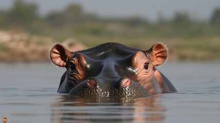 Fototapeta premium Hippopotamus head, water, wildlife