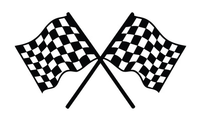 Racing flag, Two crossed checkered Flag NASCAR Racing flag silhouette vector