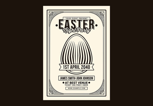 Easter Party Flyer Art Deco Style