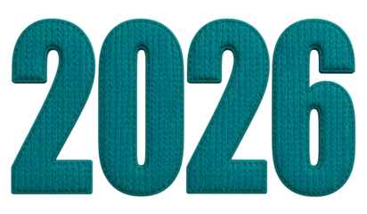 Teal number 2026 illustration on black backdrop for events and calendar