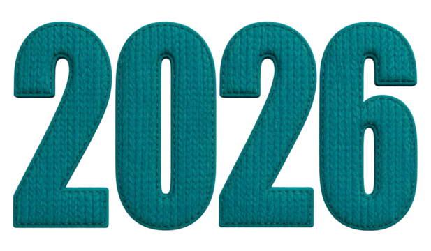 Teal number 2026 illustration on black backdrop for events and calendar
