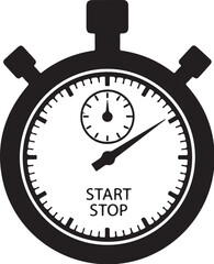 Classic Stopwatch Depiction Timing and Measurement Device Analog Timekeeping Device Portrayal with Start Stop Text within the Circle for Clarity