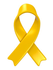 Yellow Awareness Ribbon for Suicide Prevention 3d render with transparent background