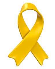 Yellow Awareness Ribbon for Suicide Prevention 3d render with transparent background