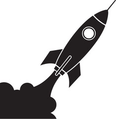 Stylized Rocket Launching into Space with Exhaust and Angular Design for Science and Imagination
