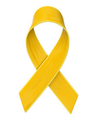 Yellow Awareness Ribbon for Suicide Prevention 3d render with transparent background