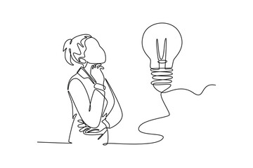 Brainstorm concept. Single line draw design. Vector graphic illustration