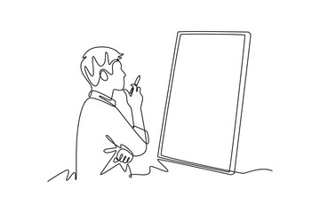 Brainstorm concept. Single line draw design. Vector graphic illustration