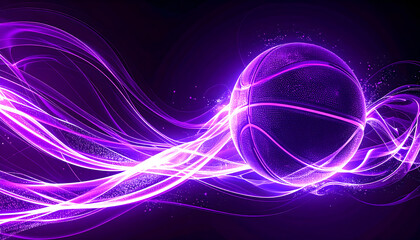Glowing Purple Basketball with Energy Waves