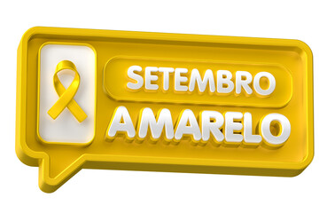 Label Yellow September Campaign Typography with Ribbon In Brazilian Portuguese 3d render 