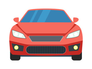 真正面から見た赤色のスポーツカーのイラスト