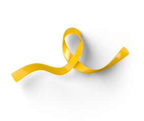 Yellow Awareness Ribbon for Suicide Prevention 3d render with transparent background
