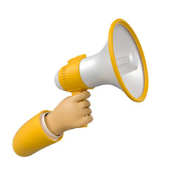 Hand Holding Yellow Megaphone for Suicide Awareness 3d render