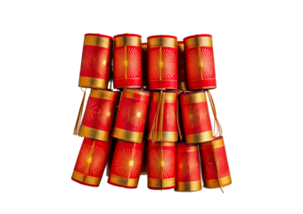 Firecrackers celebrating new year isolated on transparent or white background