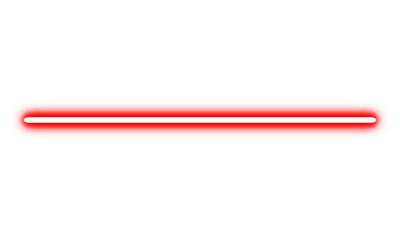 Glowing red neon horizontal line with soft blur on white or transparent background