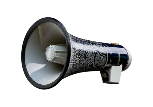 Amplifying voices megaphone symbol for creative use, isolated on transparent or white background