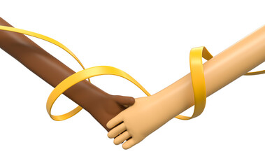 Handshake with Yellow Ribbon for Mental Health Unity 3d render