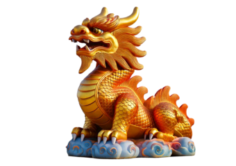 Dragon sculpture year of the dragon celebration art, isolated on transparent or white background
