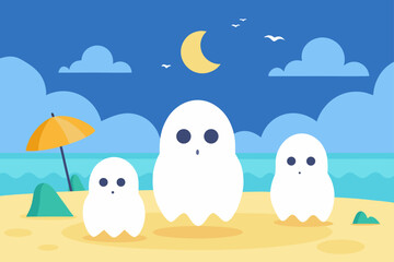 Obraz premium Beachside ghosts hovering in summer air