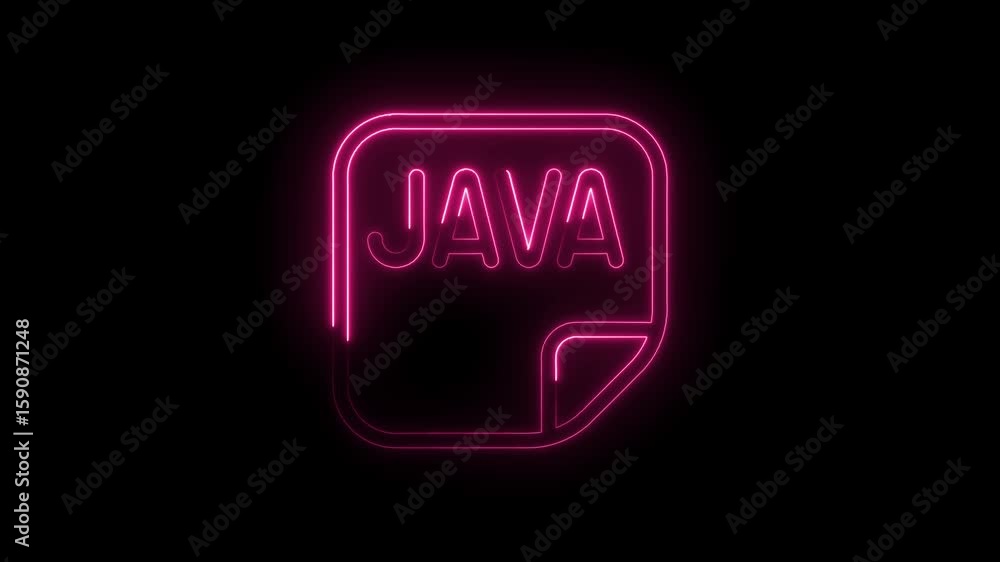Aufkleber glowing neon pink java programming language icon isolated on black background futuristic digital