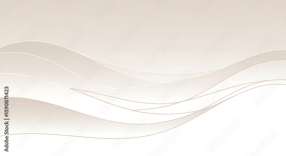 Poster abstract background featuring wavy lines in shades of white and beige creating a smooth and elegant 