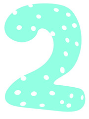 Green number with white dot zero to nine