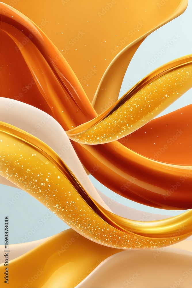 Poster abstract golden flow with shimmering and soft blurred textures