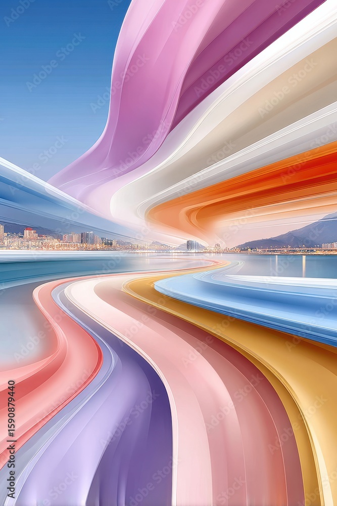 Aufkleber abstract colorful flowing lines forming a dynamic and mesmerizing visual landscape