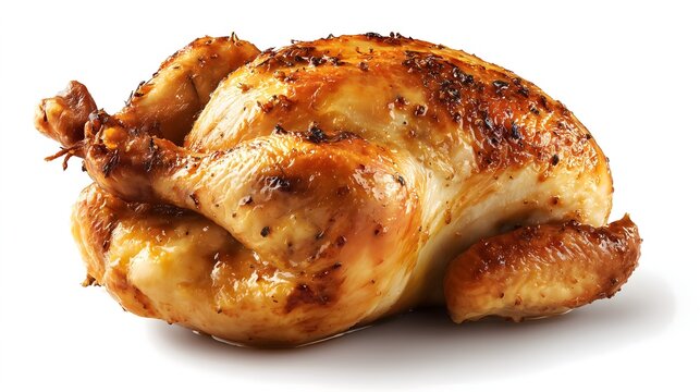 Rotisserie chicken illustration with golden skin and crispy texture isolated on white background
 - Powered by Adobe