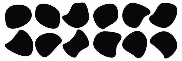 Random abstract liquid organic black irregular blotch shapes. Flat style design fluid vector illustration. Soft round oval pattern background. Vector illustration. eps 10