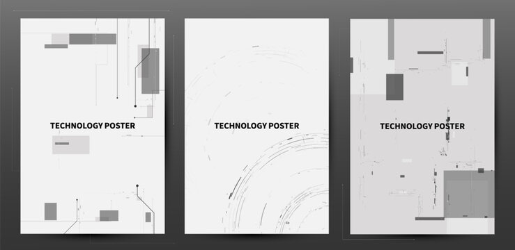 Modern Technology Poster Design Collection. Circuits black with white mainborad - Powered by Adobe