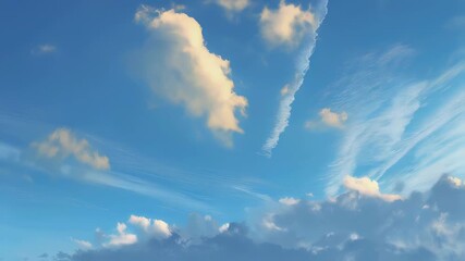 Wide-angle perspective of dramatic cloud formations sweeping across bright blue skies, aesthetic nature photography capturing intricate atmospheric textures, vibrant weather patterns, and dynamic sky - Powered by Adobe