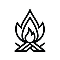 Campfire Outline Vector Illustration