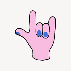 Love sign language doodle, collage element vector