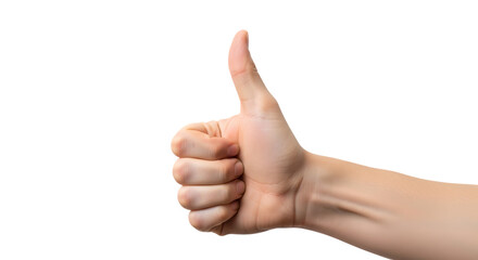 Optimistic hand gesture A thumbsup signal of approval and positive affirmation.
