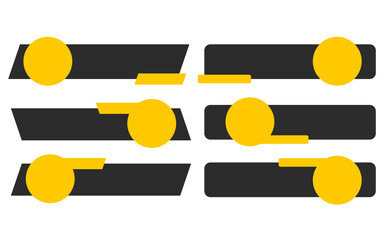 Lower third six stylish yellow circle and black title graphics.