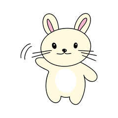 Print재미있고 귀여운 노란 토끼 일러스트