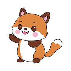 웃고 있는 갈색 여우 캐릭터 일러스트